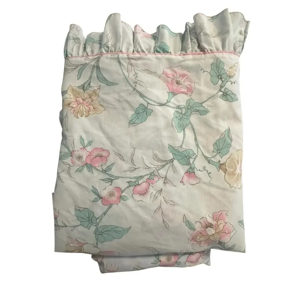 Vintage JP Stevens Queen Size Sheet Set Floral Cottage Core Flat Fitted No Iron
